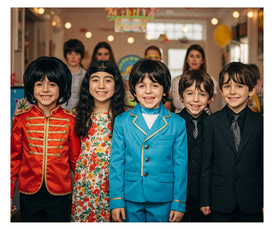 Illustration of children inspired by Beatles songs